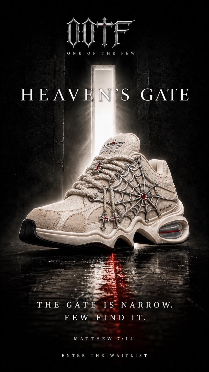 OOTF Heaven's Gate ivory sneaker with antique silver web cage and ruby details